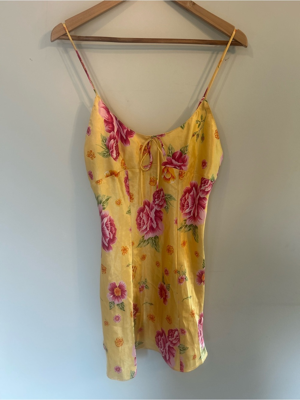 Vintage 90s Versailles Yellow Floral Slip Dress Romantic Feminine size Medium